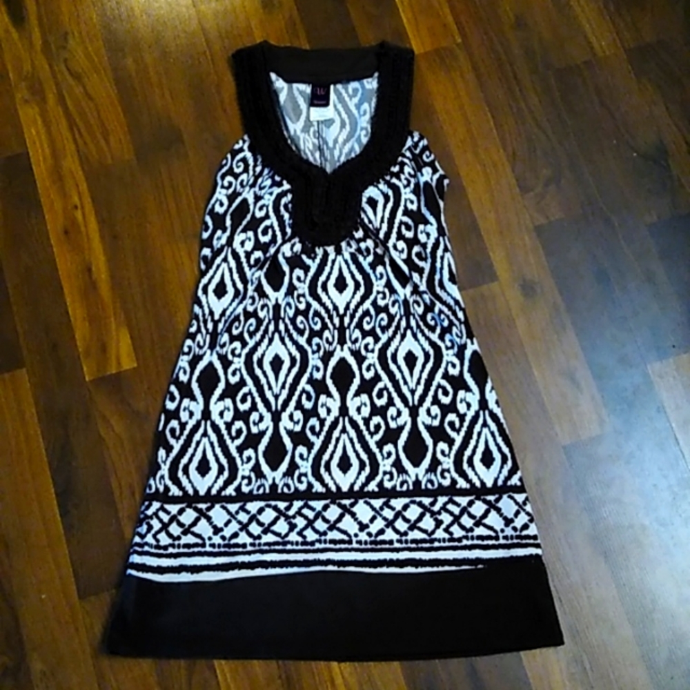 Brown/cream damask print mini dress
